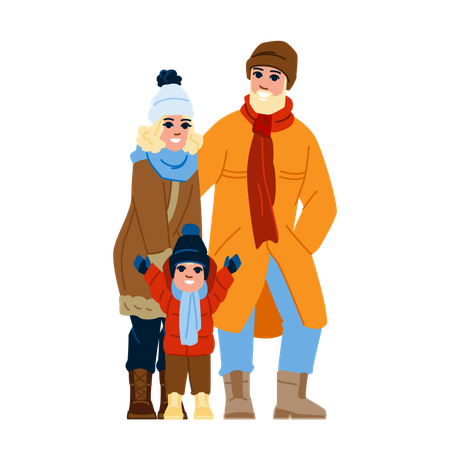 Family is enjoying in winter  Illustration