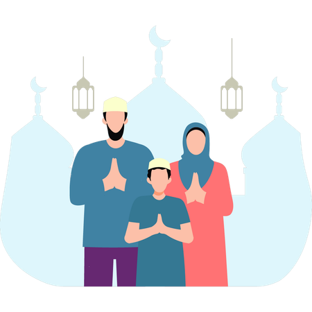 Family is greeting  Illustration