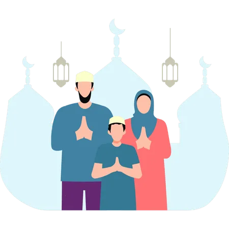 Family is greeting  Illustration