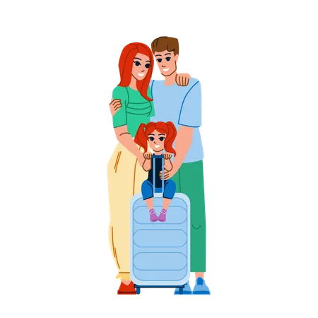 Family Travel Vector Vacation Child Together Mother Father Fun Man Happy Holiday Summer Woman Kid Lifestyle Young Daughter Family Travel Character People Flat Cartoon Illustration Illustration
