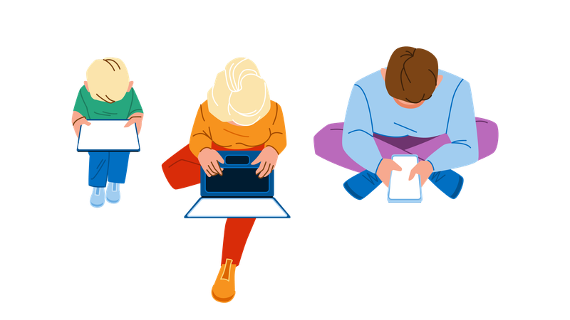 Family is using ipad  Illustration