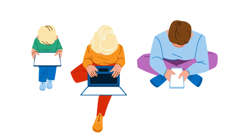 Family is using ipad  Illustration