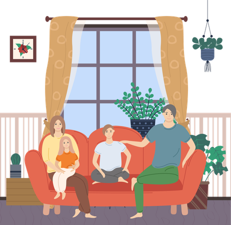 Family is watching movie together  Illustration