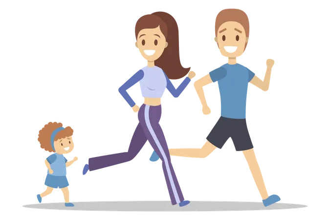 Family jogging Illustration