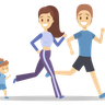 family doing physical activity illustrations
