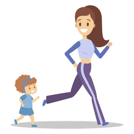 Family jogging Illustration