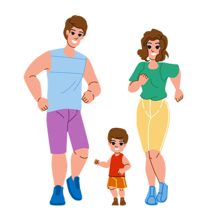 Family jogging together  Illustration