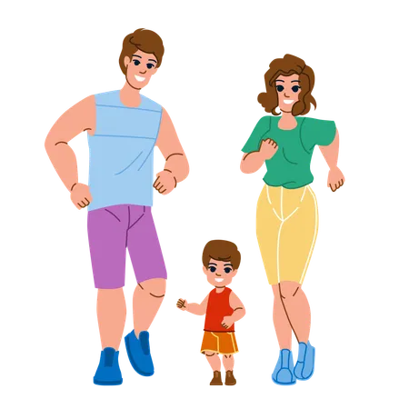 Family jogging together  Illustration