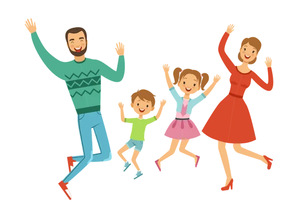 Family jumping in joy  Illustration