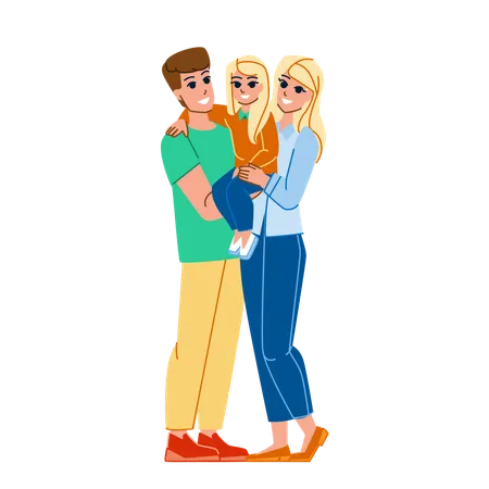 Family Young Vector Child Father Fun Young Man Mother Together Love Kid Woman Lifestyle Dad Joy Daughter Family Young Character People Flat Cartoon Illustration Illustration