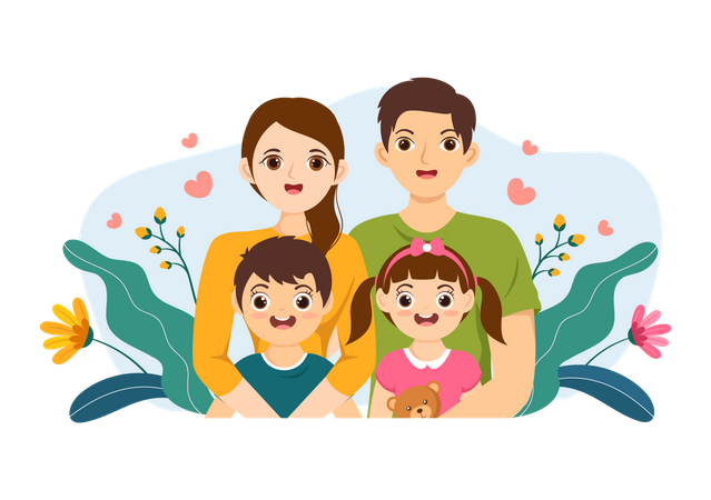 Family love and care  Illustration