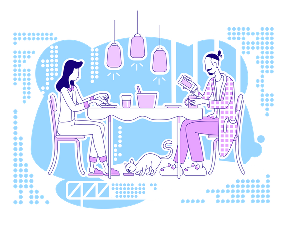 Family meal Illustration