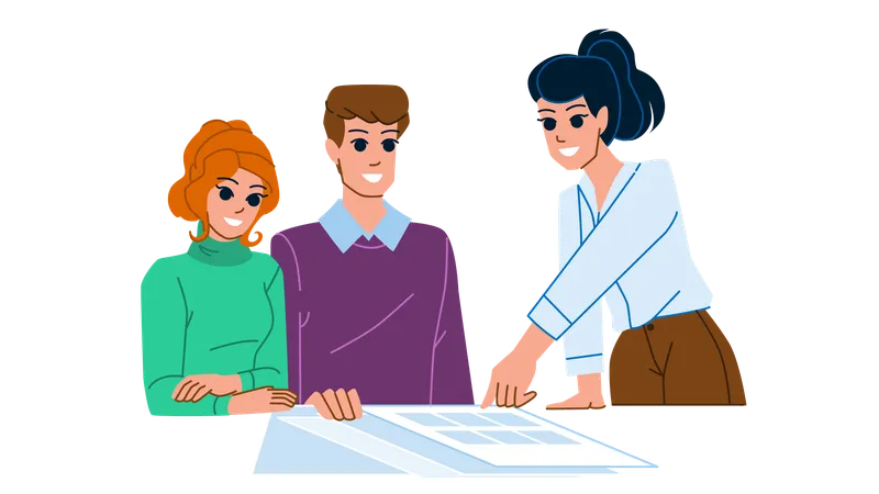Family Meeting Vector Man Woman Happy Couple Home Female Smiling Together Young Financial Communication Advisor Family Meeting Character People Flat Cartoon Illustration Illustration