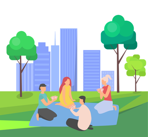 Family members are enjoying on picnic  Illustration