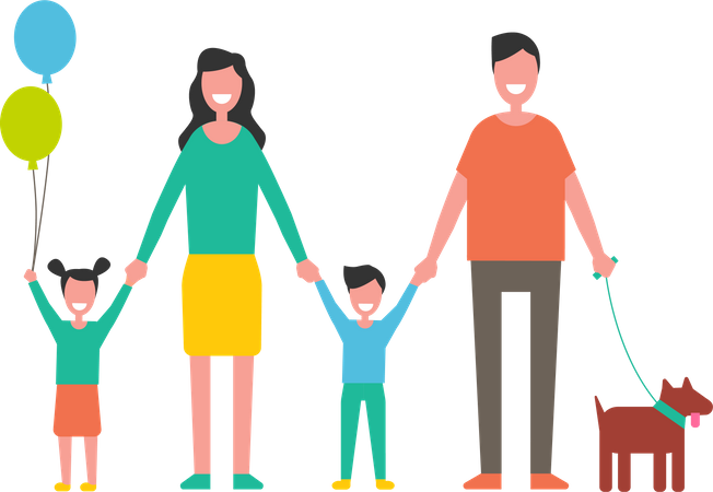 Family members holding hands  Illustration