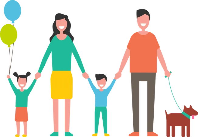 Family members holding hands  Illustration