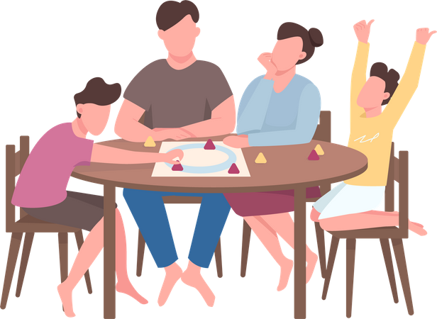 Family members play board game  Illustration