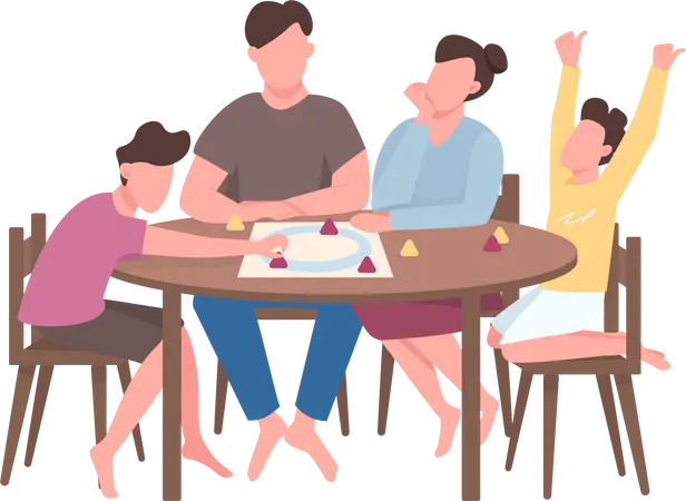 Family members play board game  Illustration