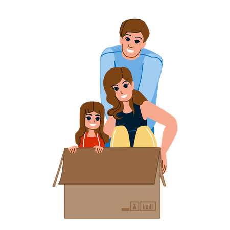Family move to new home  Illustration