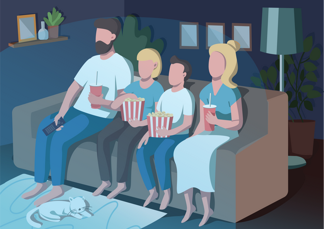 Family movie night  Illustration