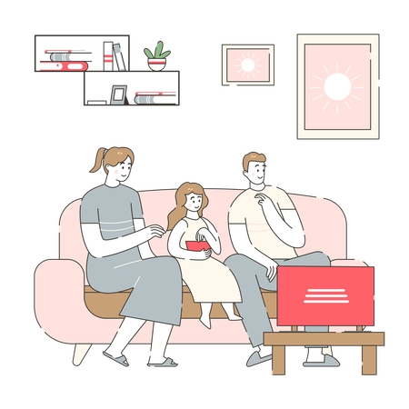 Family Movie Night with Smart Tech  Illustration