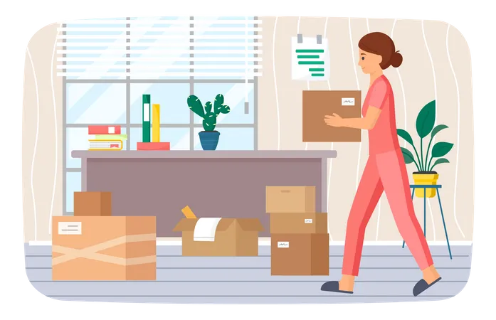 Family Moving To New House People Moving To New House Carrying Things To Apartment Changing Place Of Residence Relocation Unpacking Things After Shipping Decorating Home Rental Of Premises Illustration