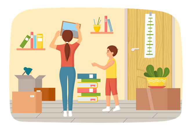 Family moving to new house  Illustration