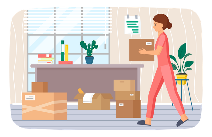 Family moving to new house  Illustration