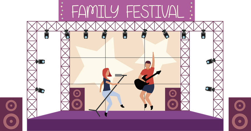 Family music festival Illustration