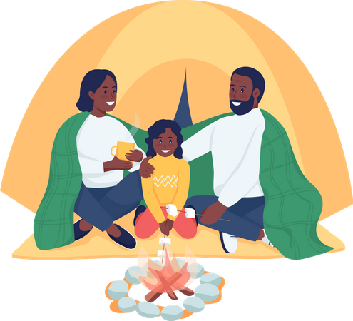 Family of campers  Illustration