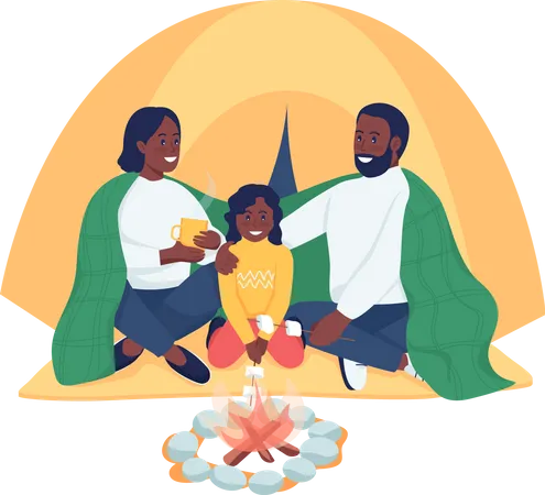 Family of campers  Illustration