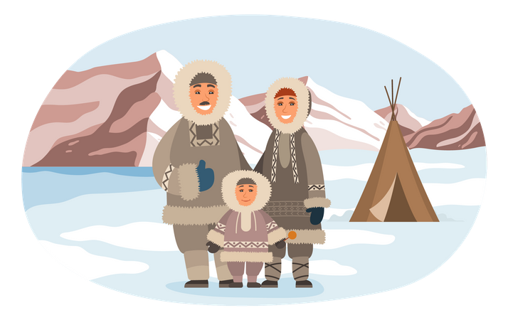 Family of eskimo  Illustration