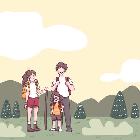 Family of hikers  Illustration