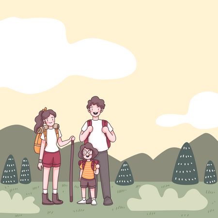 Family of hikers  일러스트레이션