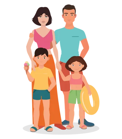 Family on a beach vacation  Illustration