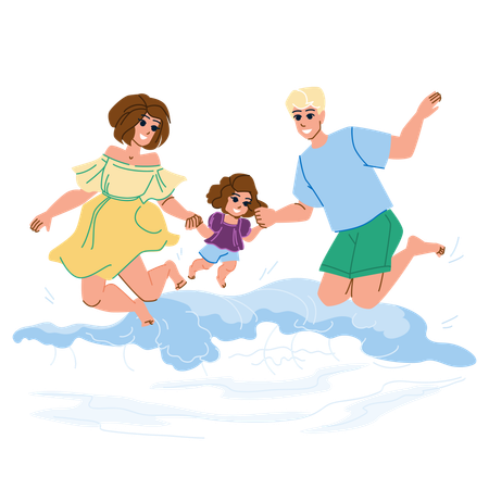 Family on beach  Illustration