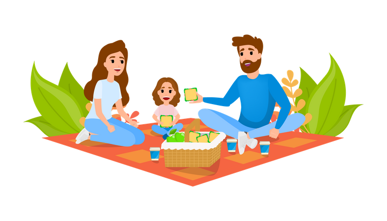 Family on picnic Illustration