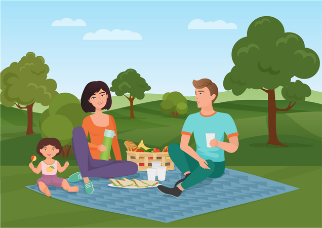 Family on picnic  Illustration