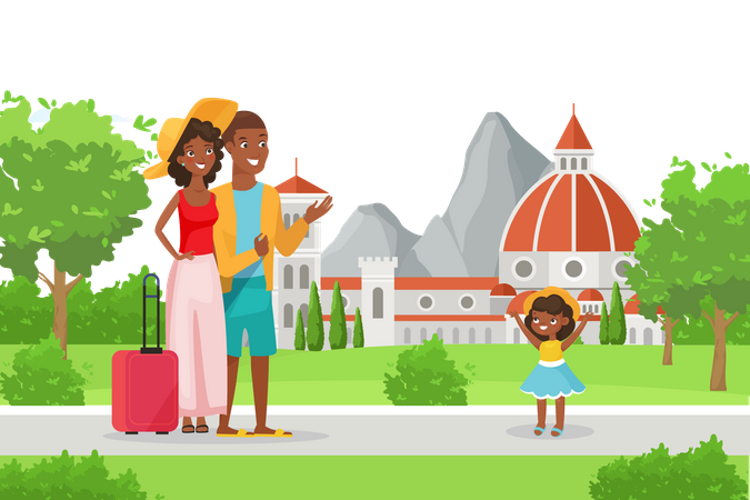 Family on trip  Illustration