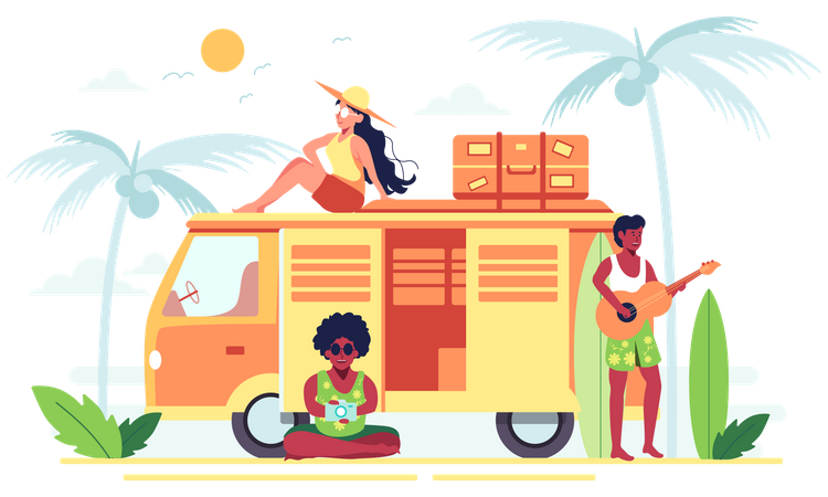 Family on vacation Illustration