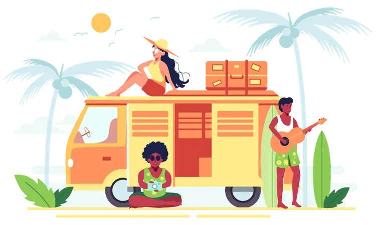 Family on vacation Illustration