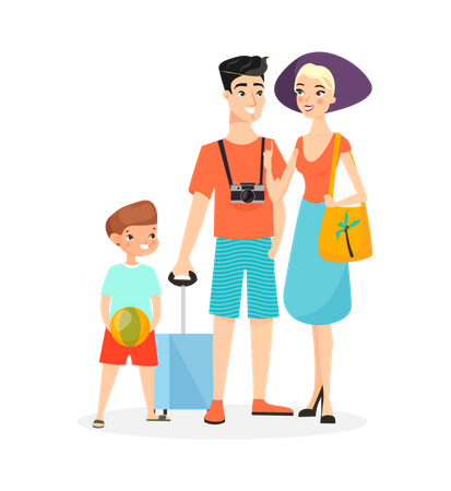Family on vacation  イラスト