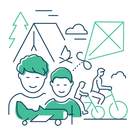 Family on vacation  イラスト