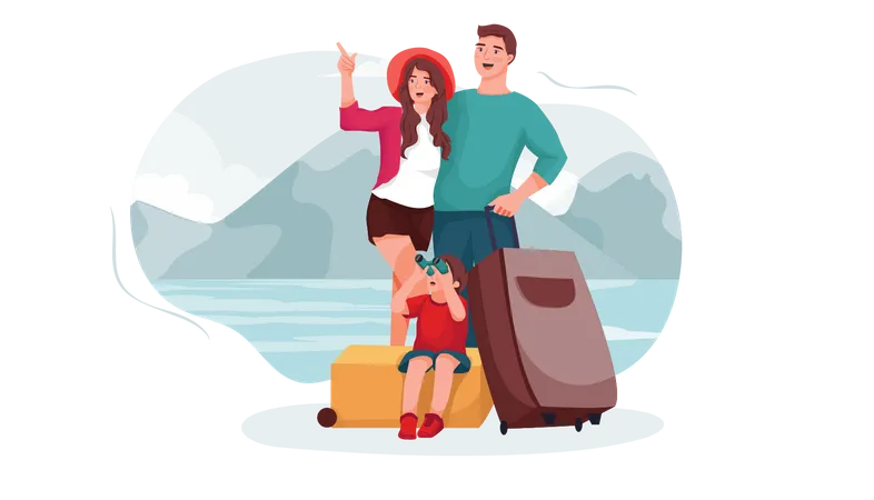 Family on vacation tour Illustration