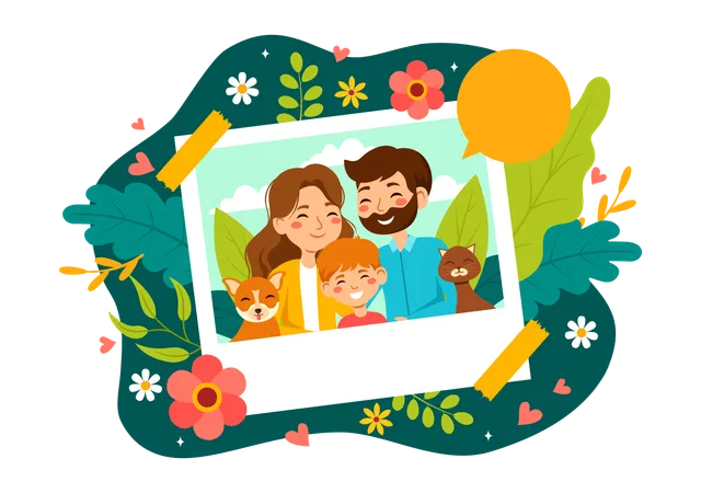 Family photo frame  Illustration
