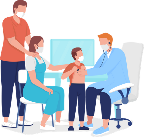 Family physician checking kid  Illustration