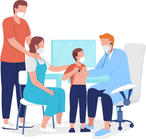 Family physician checking kid  Illustration