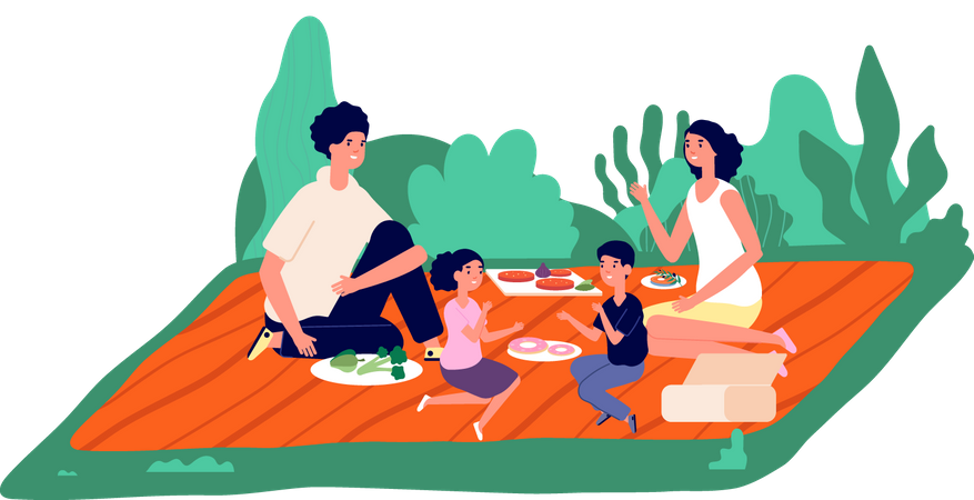 Family Picnic  Illustration