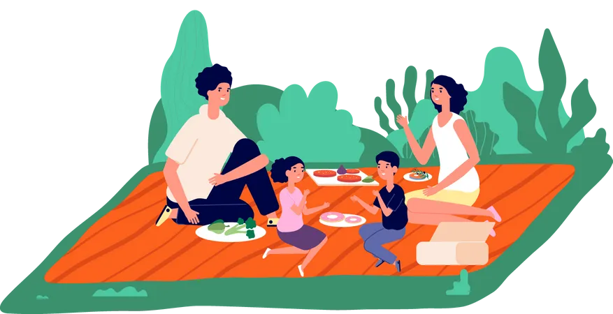 Family Picnic  Illustration
