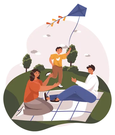 Family picnic in park Illustration
